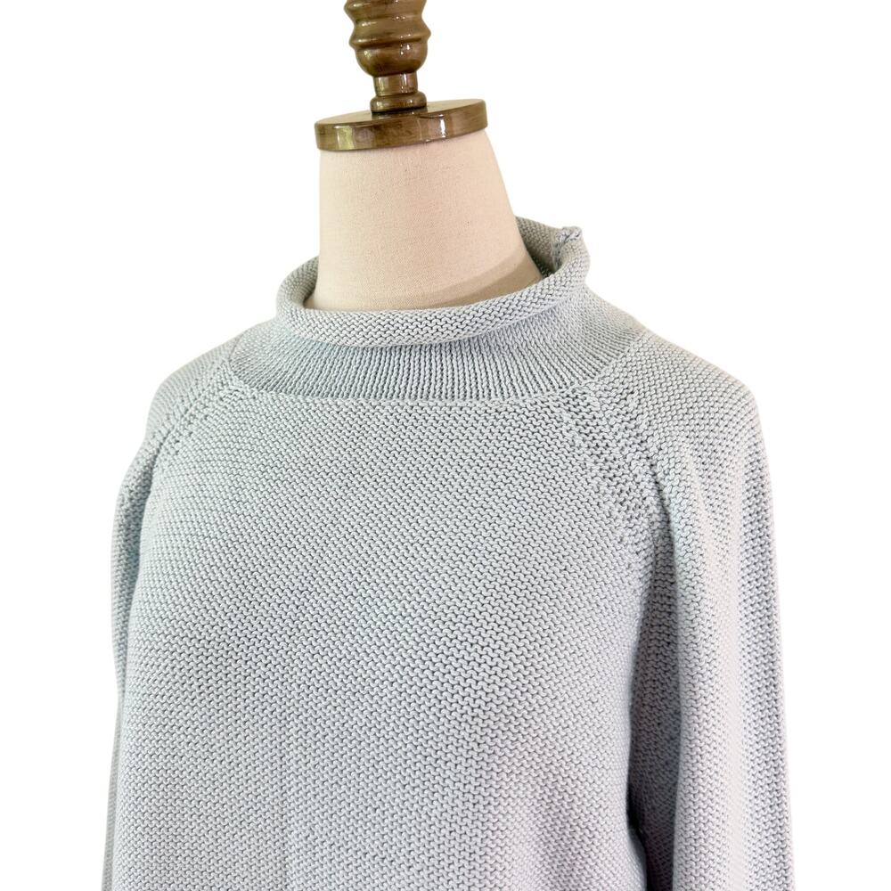 NWT Honest Cotton Light Blue 100% Cotton Sweater Women's One Size Roll Neck - Picture 2 of 8